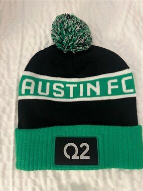 Austin FC Adult Pom Beanie Hat - Green & Black NEW